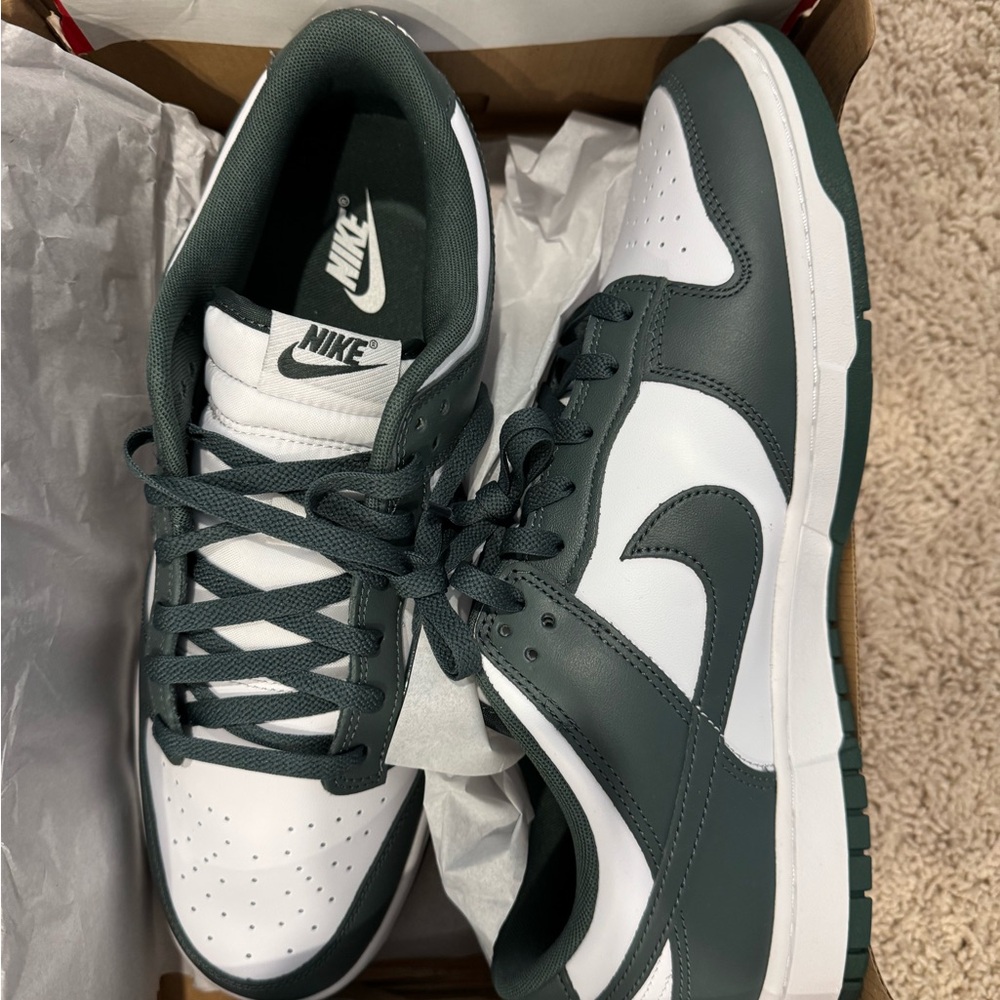 Nike Men's Dark Green and White Sneakers
